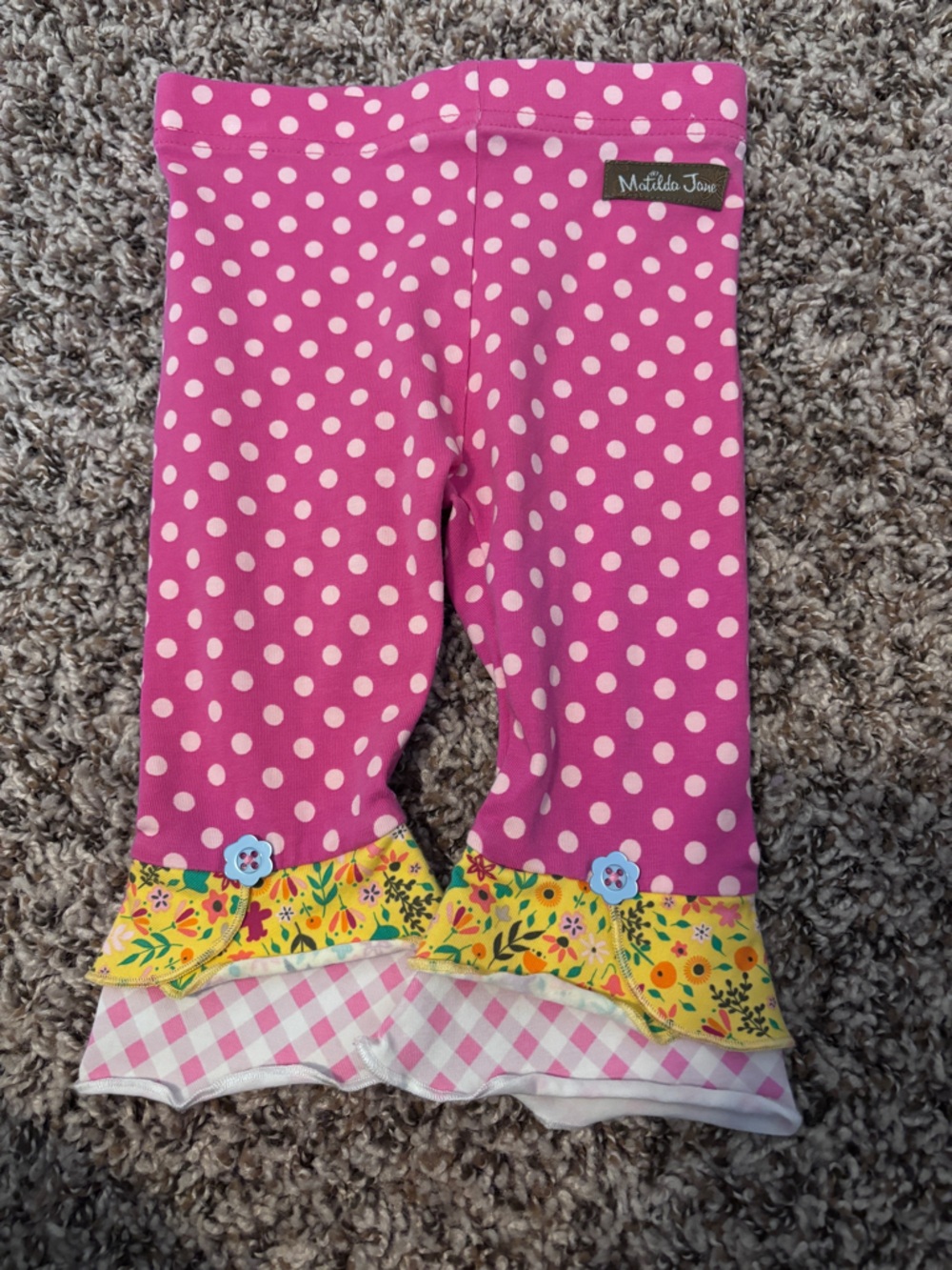 Matilda Jane Light Pink, Yellow and Pink Polka Dot Leggings